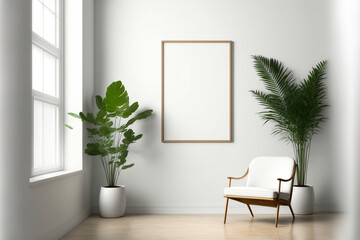 Mock Up Poster Frame in simple living room