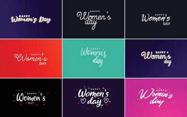 Fototapeta na wymiar Set of Happy International Woman's Day signs and emblems vector design elements. signs. labels. and badges collection