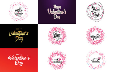 Fototapeta na wymiar Happy Valentine's Day hand lettering calligraphy text and heart. isolated on white background vector illustration