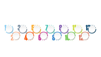 Process infographic with 13 steps, process or options.