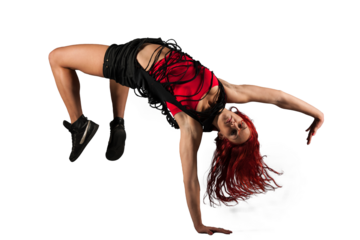young modern dancer preform a dance standing on one arm isolated without background PNG
