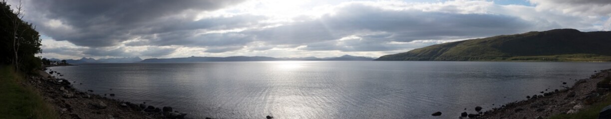 Panoramic view of Applecross Bay in summertime with view on the Cuillins - Highlands - Scotland - UK