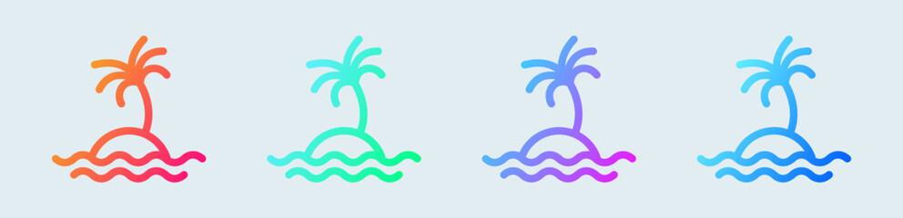 Fototapeta na wymiar Island line icon in gradient colors. Tropical signs vector illustration.