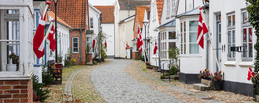 Cityscape of picturesque hanseatic village Tonder in Southern Denmark