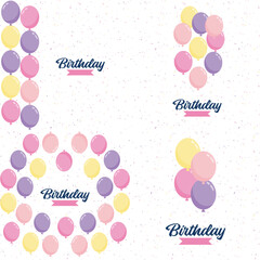 Fototapeta na wymiar Happy Birthday design with a realistic cake illustration and confetti