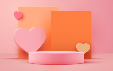 Valentine's day scene background. Product presentation, mock up, show cosmetic product, Podium, stage pedestal or platform.