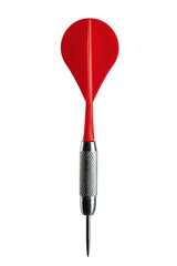a dart with red plumage for playing darts, isolated on a white background