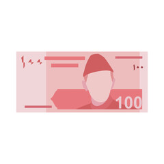 One Hundred Rupees of Pakistan flat Vector illustration