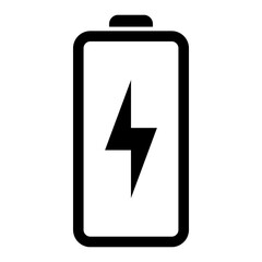 Battery icon with lightning bolt sign. Battery charging icon with lightning bolt symbol.