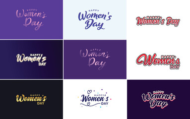 Fototapeta na wymiar Abstract Happy Women's Day logo with a women's face and love vector logo design in shades of purple