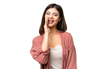 Young Russian woman over isolated chroma key background with surprise and shocked facial expression