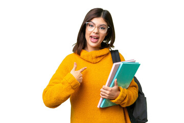 Young student woman over isolated chroma key background with surprise facial expression
