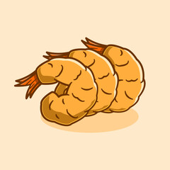 fried shrimp tempura illustration concept in cartoon style