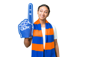 sports fan woman over isolated chroma key background thinking an idea while looking up