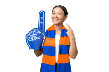 sports fan woman over isolated chroma key background giving a thumbs up gesture