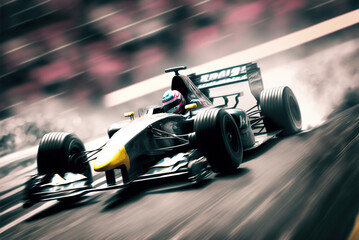 Obraz premium Racing car in motion, generative ai