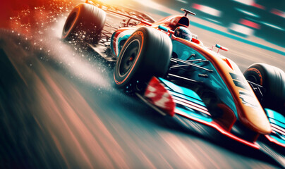 Fototapeta Racing car in motion, generative ai obraz