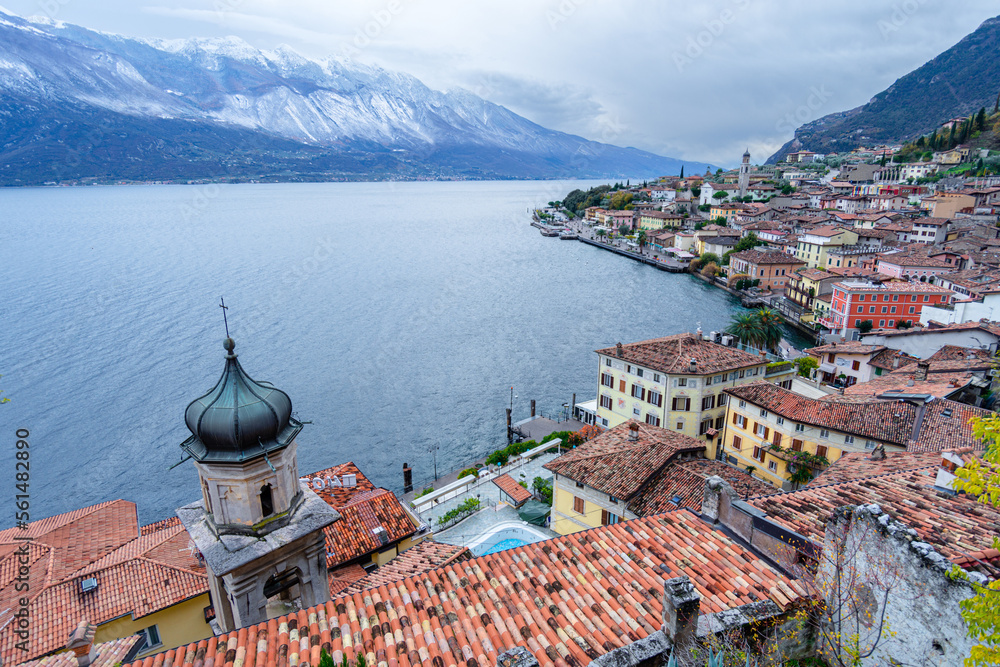 Wall mural limone sul garda from above in winter