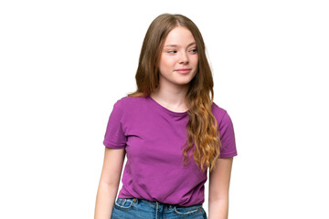 Fototapeta premium Young pretty woman over isolated background having doubts while looking side