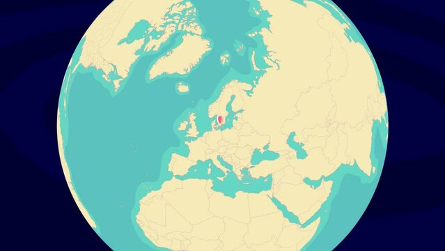 Zooming To Lund Location On Stylish World Globe