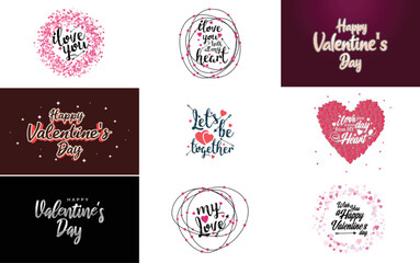 Happy Valentine's Day greeting card template with a cute animal theme and a pink color scheme