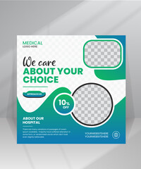 Medical Health Care Social Media Post design template for Hospital Clinic Promotion web banners premium vector