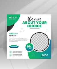 Medical Health Care Social Media Post design template for Hospital Clinic Promotion web banners premium vector