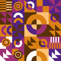 Abstract geometric poster with a pattern of simple geometric shapes in bright colors. Vector graphics are suitable for interior decoration, book covers and textiles