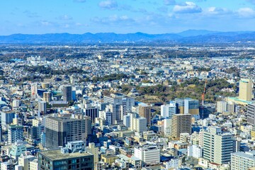 浜松市　アクトタワー展望回廊から眺める浜松市街（浜松城方面）