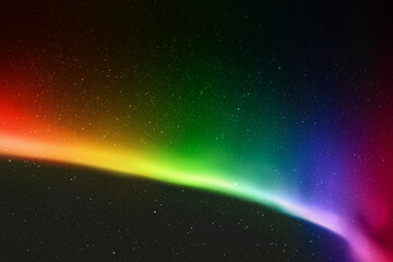 Rainbow aurora borealis. Night starry sky and colorful polar lights