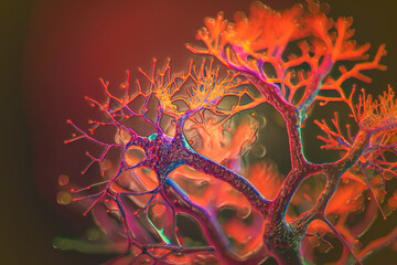 Neurons, brain cells, neural network, 3D illustration