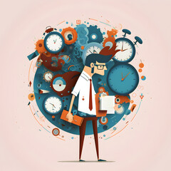 Time Management Businessman. Generative AI Illustration. Business Themed.