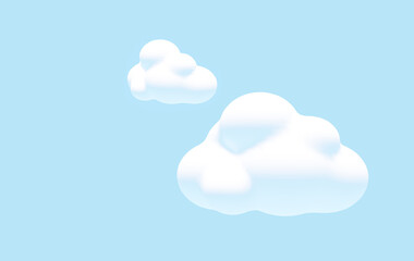3D illustration of clouds floating in blue space	

