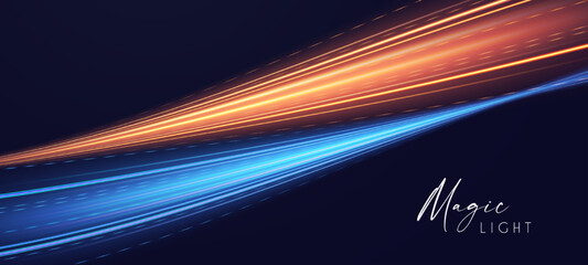 Motion light effect. Shining magic background and liquid speed light