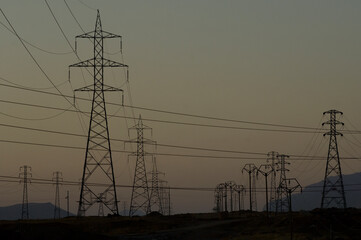 Electricity power lines in the landscape of the Kurdish region of Northern Iraq, Middle EAst 