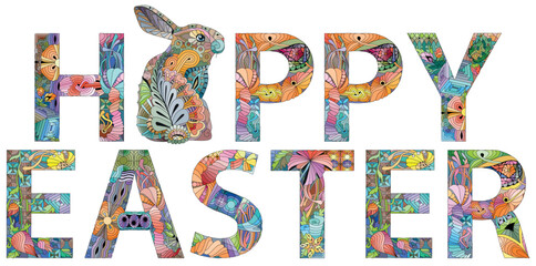Naklejka premium Happy Easter. Colorful vector word isolated on a white background