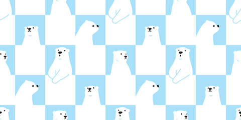 bear polar seamless pattern vector checked teddy cartoon tile background gift wrapping paper repeat wallpaper scarf isolated doodle illustration design