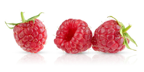 Set of raspberries isolated