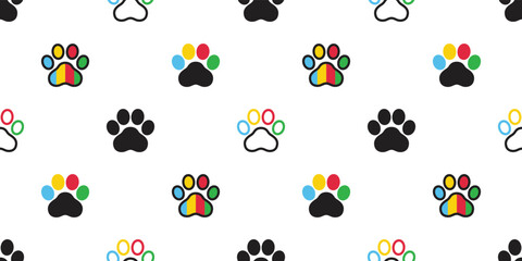 dog footprint seamless pattern paw cat rasta rainbow vector pet puppy breed cartoon doodle tile background repeat wallpaper illustration design isolated