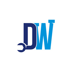 Letters DW Pipe and Wrench Logo Design 001