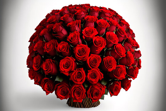 Big bouquet of red roses Flowers arrangement. 
Illustration, Generative AI