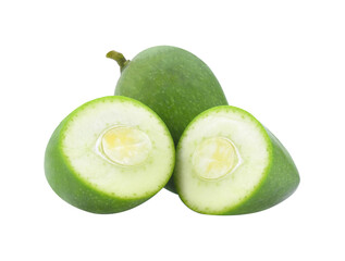 Green mango with cut in half isolated transparent png