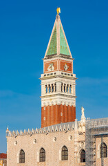 St. Mark's Campanile tower in center of Venice, Italy