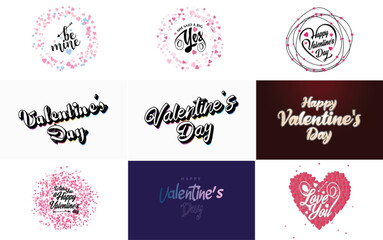 Happy Valentine's Day hand-drawn lettering vector illustration suitable for use in design of flyers. invitations. posters. brochures. and banners