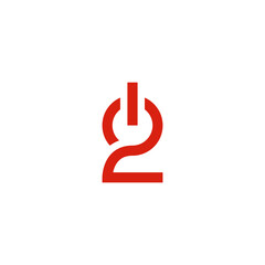 Number 2 combination with power button. Logo design.