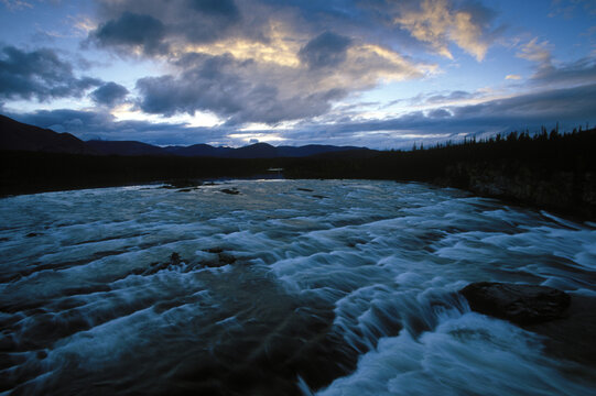 The South Nahanni River and chutes before Virginia Falls in Nahanni National Park, Northwest Territories, Canada.