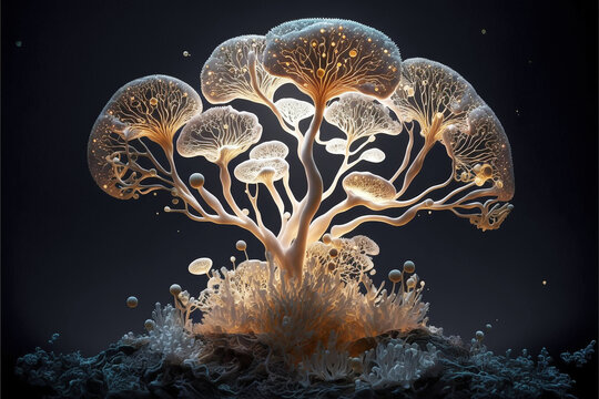 surreal mycelium tree