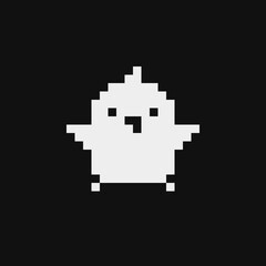 Cute chick emoji, pixel art style icon element design for logo, app, web, sticker. Isolated abstract vector illustration. Video game sprite. 