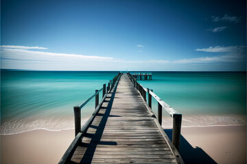 Fototapeta premium Beautiful beach background/wallpaper/desktop, generative ai, digital art