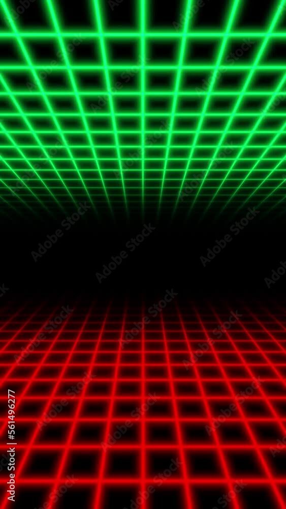 Poster vertical video - abstract background - grids - green - red - seamless loop